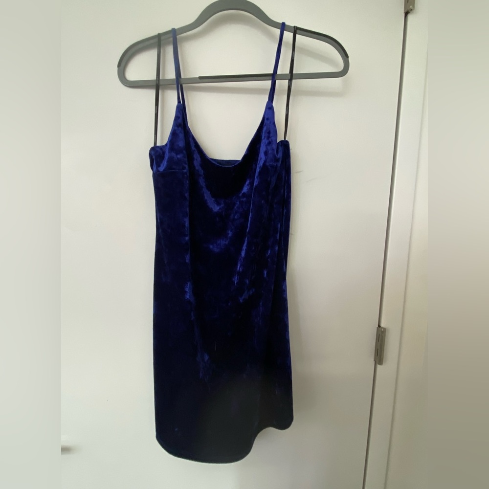 Blue Crushed Velvet Mini Dress